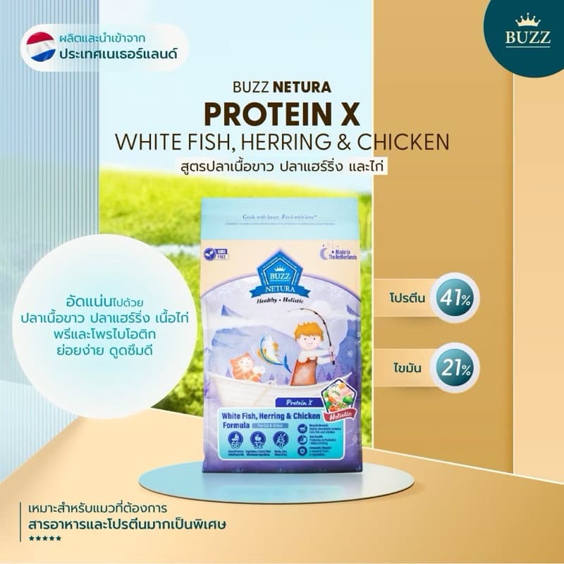 Buzz Netura Healthy Holistic Cat Food บัซซ์ เน็ททูล่า สูตรโฮลิสติกสูตรบำรุงสุขภาพบรรจุ 1kg, 4kg รูปที่ 4