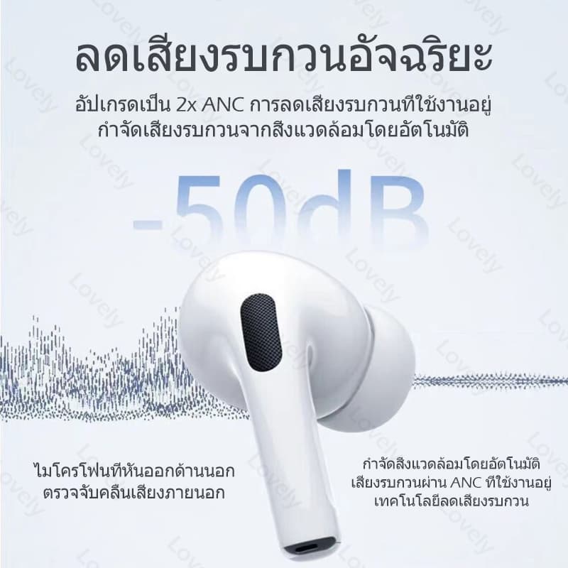 หูฟังบลูทูธ Air Pro 2 TWS พร้อมไมโครโฟน หูฟังไร้สายสเตอริโอ HiFi กันน้ำ หูฟังบลูทูธแบบสปอร์ต รูปที่ 3