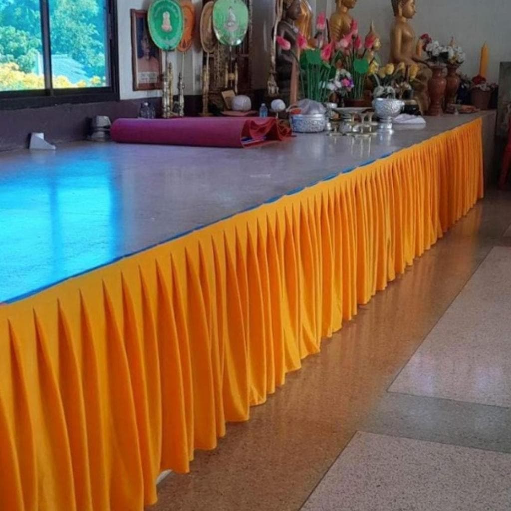 ผ้าประดับติดขอบเวที ขอบโต๊ะ จับจีบสำเร็จรูป โรงงานดณยา รูปที่ 1