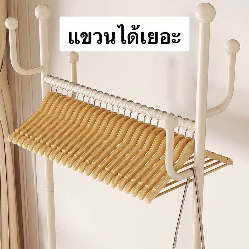 ราวแขวนเสื้อผ้า พร้อมตะกร้า ทรงลูกคุณ สีสวยมินิมอล ไม้แขวน ตะกร้า คุณภาพเกรด A แข็งแรงทนทานยอดเยี่ยม รูปที่ 7