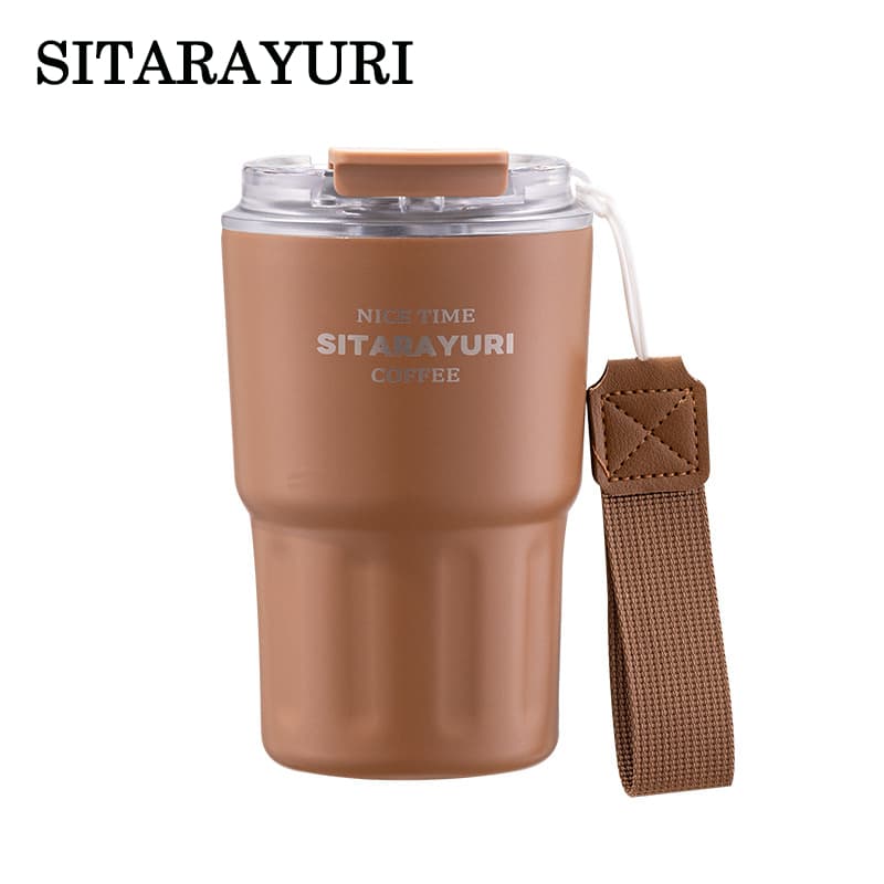 SITARAYURI แก้วเก็บอุณหภูมิ แก้วกาแฟมินิ แบบมีที่หิ้ว สแตนเลสเกรด SUS304 290Ml/360ml/600ml รูปที่ 1