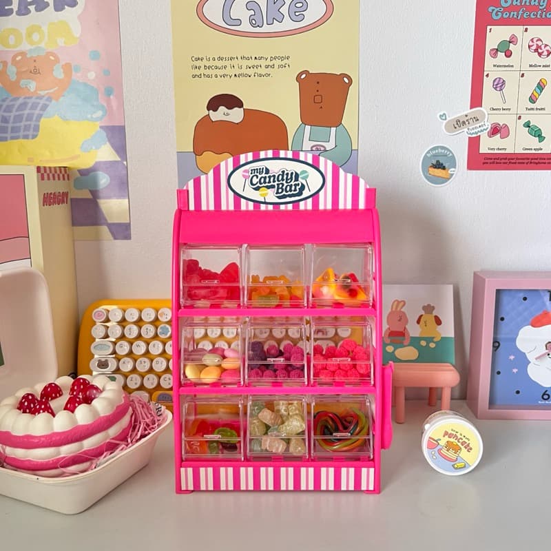 ตู้คีบเยลลี่สีแดง ตู้ใส่ขนม ตู้ใส่ลูกอม เยลลี่ Candy bar ! รูปที่ 4