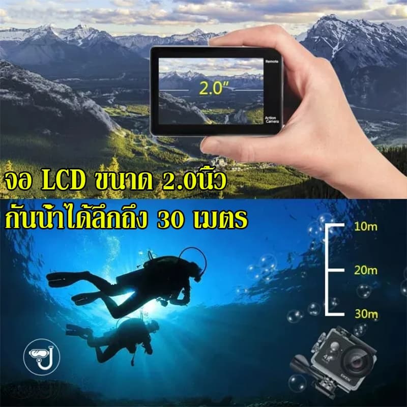 กล้องโกโปร Camera Sport HD Full HD 1080P กล้องโกโปร GoPro กล้องกันน้ำ กล้องติดหมวก กล้องรถแข่ง กล้องถ่ายรูป รูปที่ 5