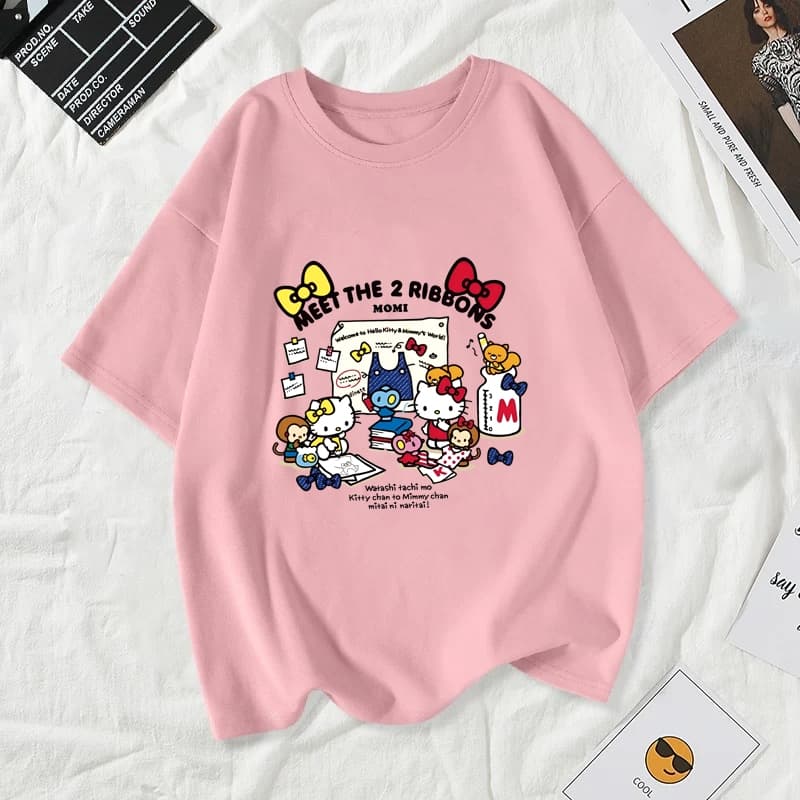 เสื้อยืดผู้หญิงแฟชั่นสาวลายการ์ตูนน่ารักฤดูร้อนเสื้อผ้าแฟชั่นส่วนเกาหลีสวมใส่สบายมาก#A189 รูปที่ 8
