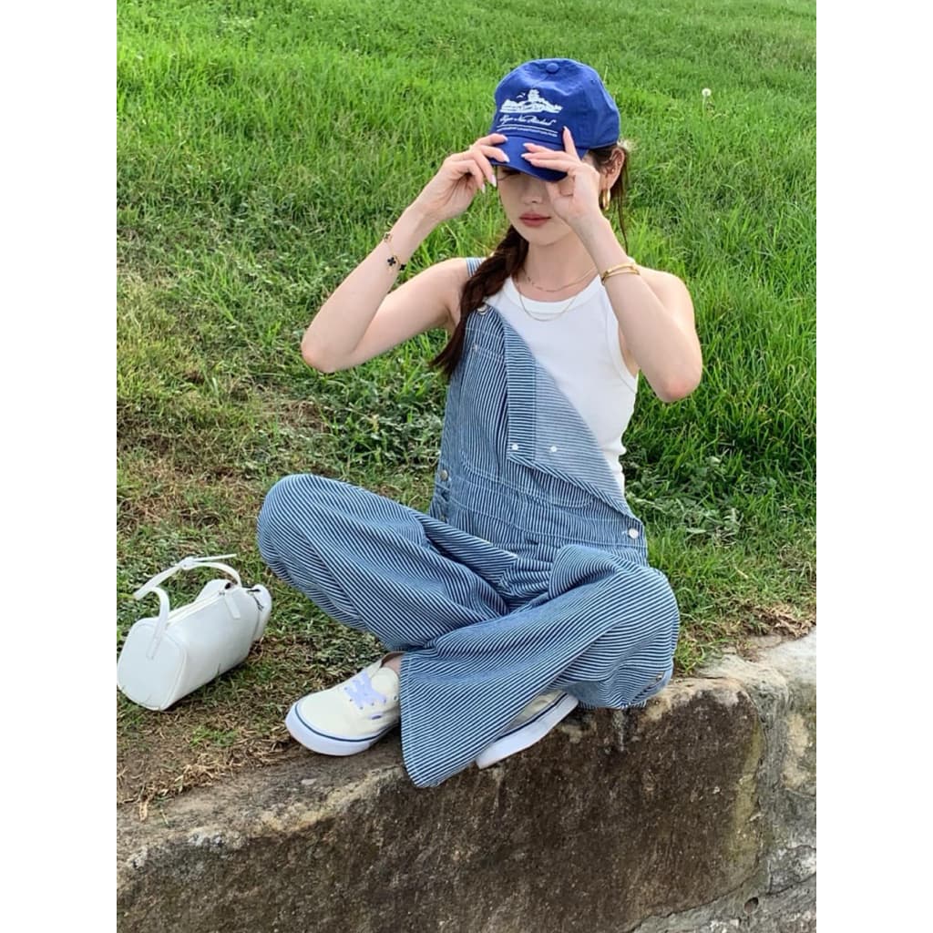 BY IRA PANSY JUMPSUIT เอี๊ยมขายาวลายทาง ผ้าเนื้อดีอยู่ทรงสวย ด้านข้างเป็นกระดุม รูปที่ 7