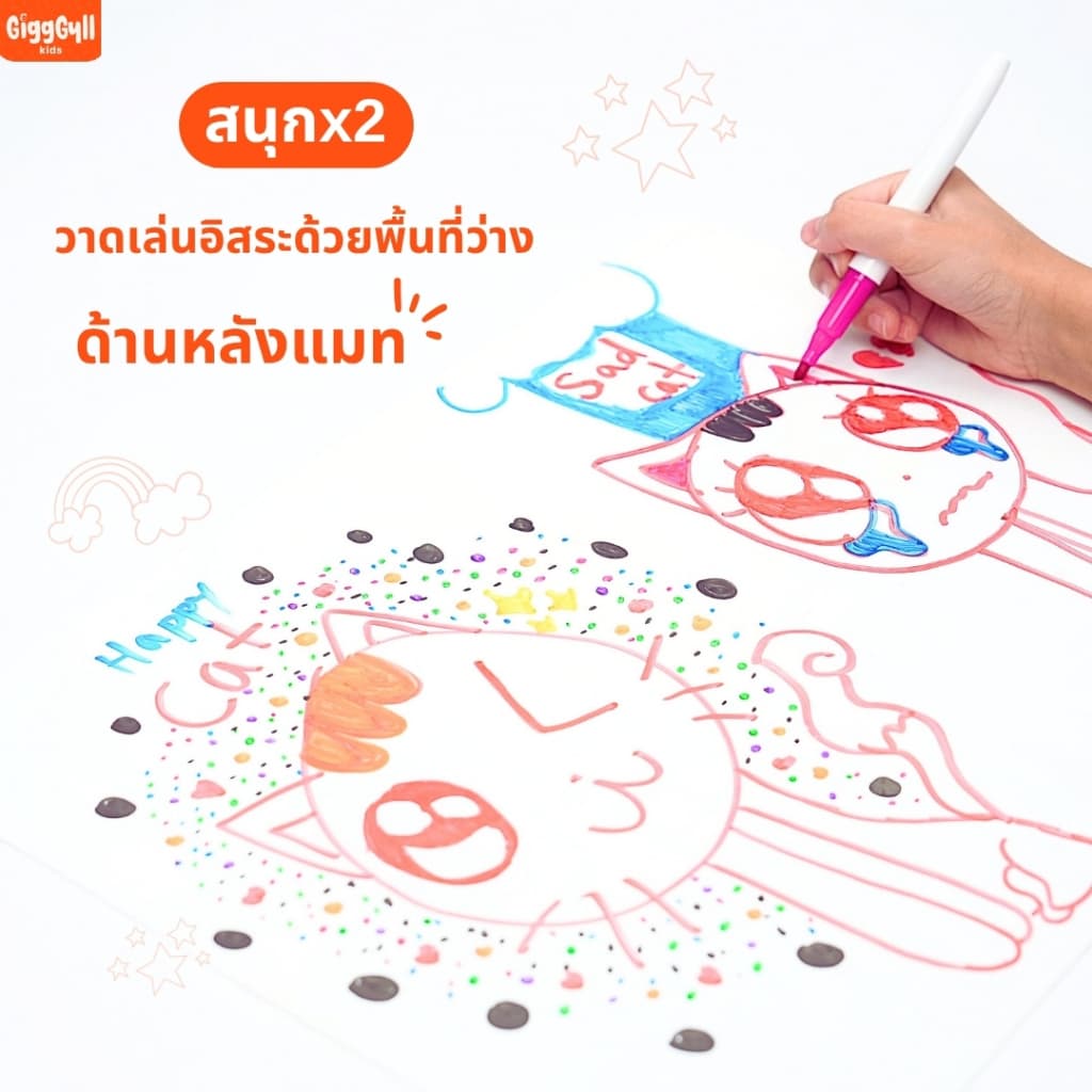 GiggGyll kids Mini Mat ตัวช่วยลดจอ เสริมพัฒนาการ พกพาง่าย ซิลิโคนแมทระบายสีลบได้ l แบรนด์แรกในไทย รูปที่ 8