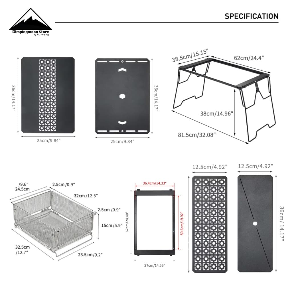 โต๊ะเหล็กพับ Campingmoon รุ่น CK-3650 | IGT 2 Unit พร้อมอุปกรณ์เสริม สามารถต่อออกข้างได้ รูปที่ 2