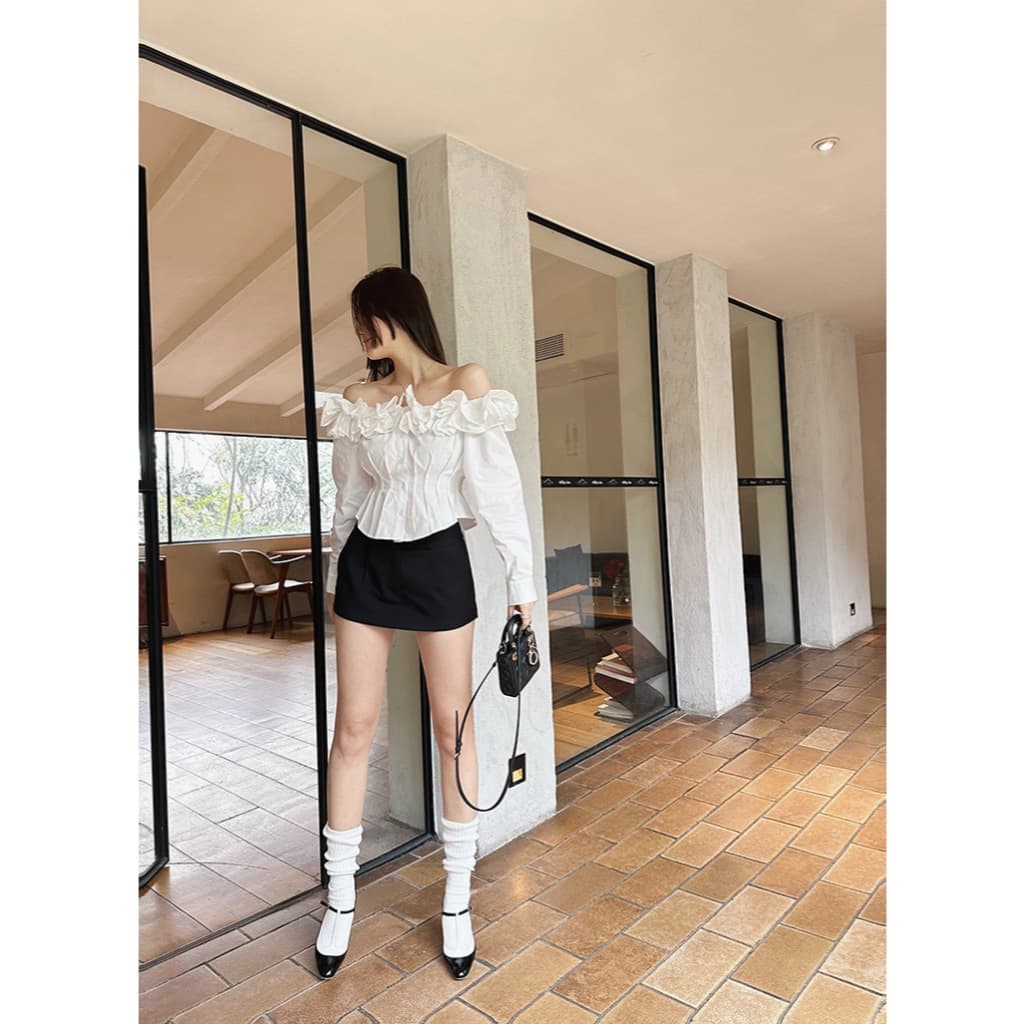 Cicishop กระโปรงกางเกงขาสั้นเอวต่ำ ผ้าดี เก็บเอวเก็บสัดส่วนดีมาก แมทช์ง่ายหลายสไตล์ รูปที่ 2