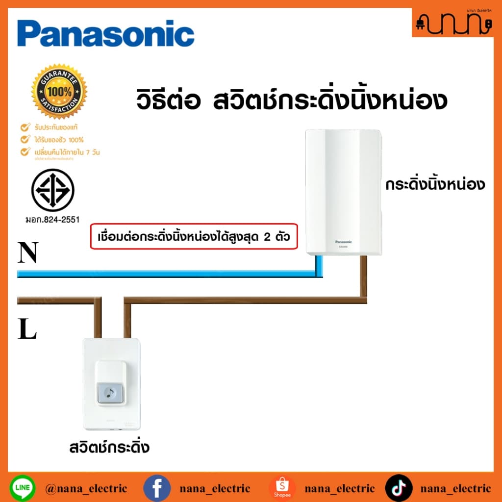 สวิตช์กดกระดิ่งชนิดกันน้ำ มาตรฐาน IP44 Weather Proof Push Button For Door Chime 1A 250V Panasonic EGG331-335 รูปที่ 4