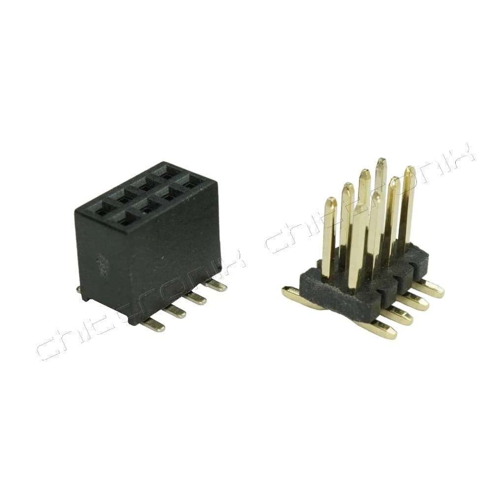Pin Header 1.27 mm. 8 ขา 2 แถว ตัวผู้ ตัวเมีย รูปที่ 1