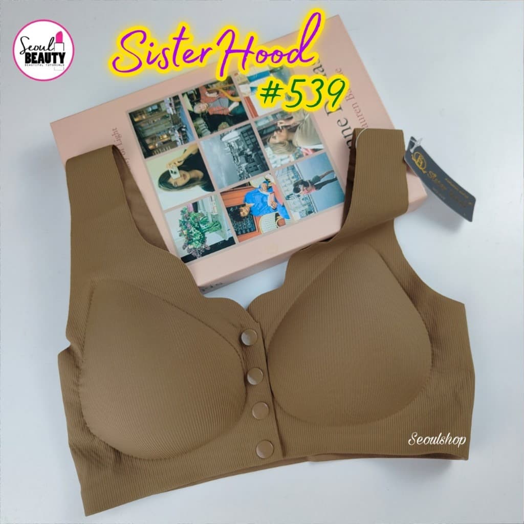 สปอร์ตบรา ผ้าไร้ขอบ กระดุมหน้า ฟองน้ำบาง เสริมดันล่าง หลังเรียบ อกกระชับ / 539 Sister hood รูปที่ 5