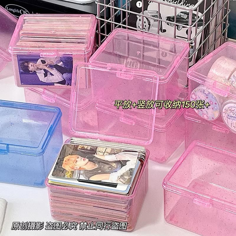 ! กล่องเก็บของ กลิตเตอร์ สีฟ้า สีชมพู ขนาดเล็ก จัดระเบียบโต๊ะ รูปที่ 2