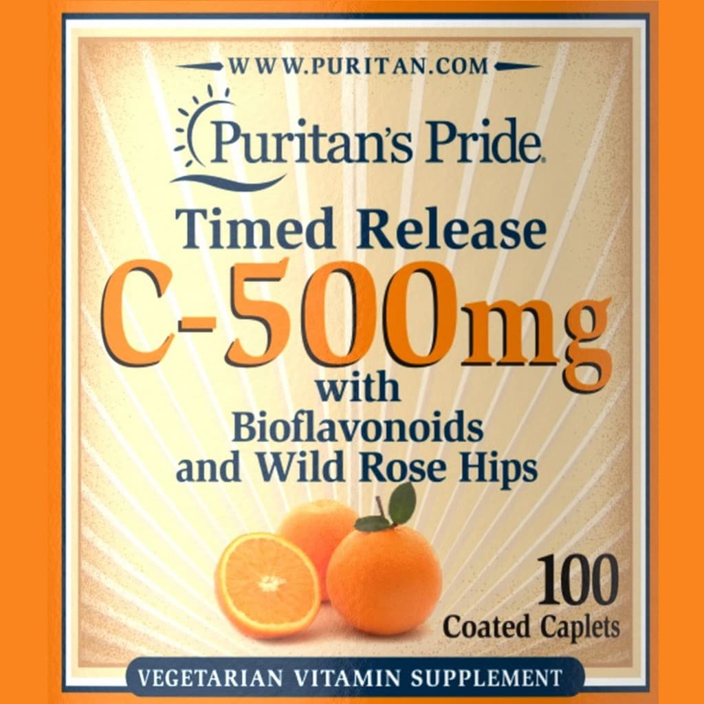 วิตามินซี Vitamin C-500 mg Timed Release / 100 Caplets Puritan's Pride รูปที่ 2
