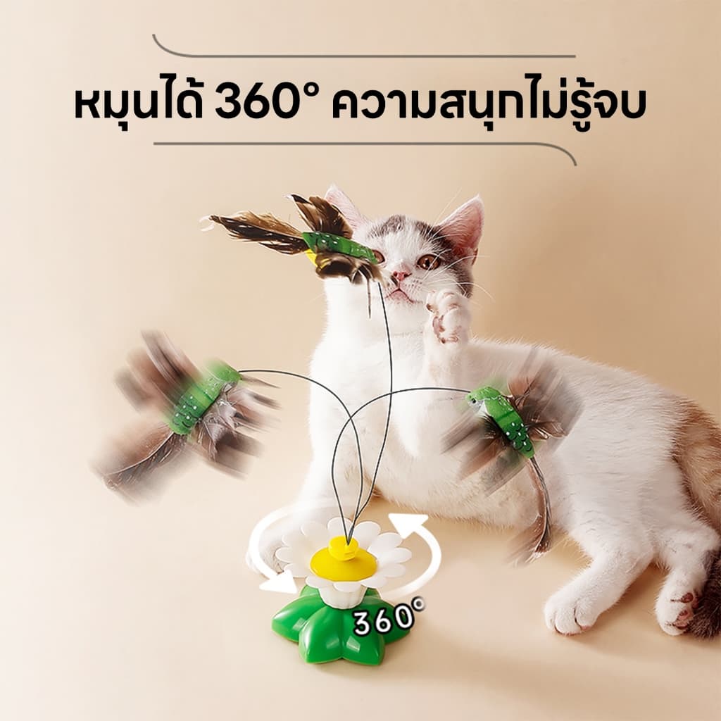yoyopet : ของเล่นแมว หมุนอัตโนมัติอัจฉริยะ นกบิน ผีเสื้อบินอัตโนมัติ ของเล่นออโต้ หมุน360° รูปที่ 2