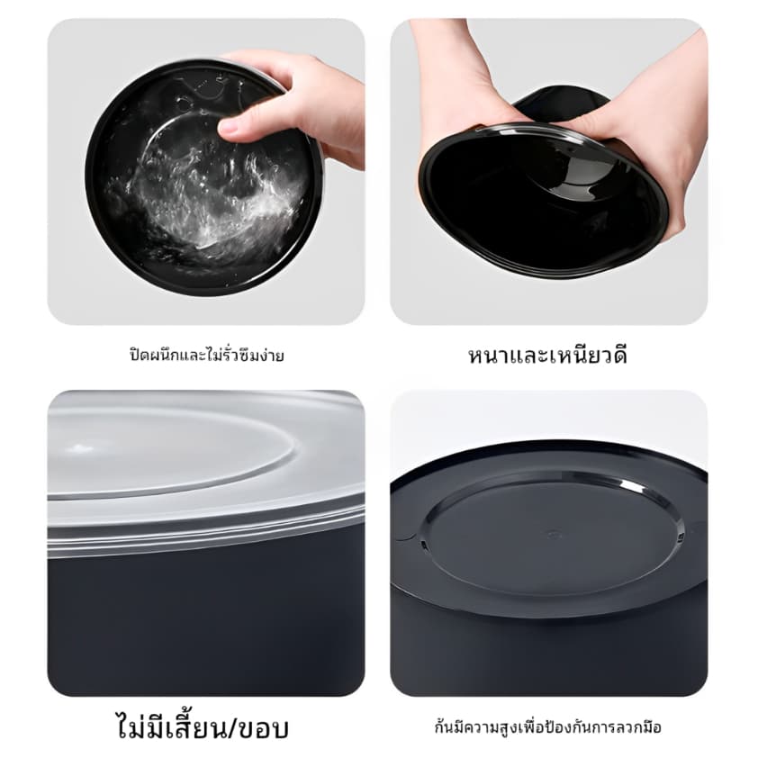 !! 900ML ถ้วยพลาสติก สกรีนลายดอกไม้ เข้าไมโครเวฟได้ กล่องใส่อาหาร สีดำ รุ่น MBY900M-150P รูปที่ 6