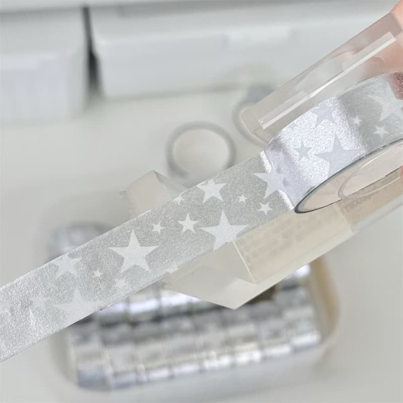 !เทปสติ๊กเกอร์ดาวเงิน 15mm DIY สำหรับตกแต่ง ยาว2m น่ารักมาก รูปที่ 7