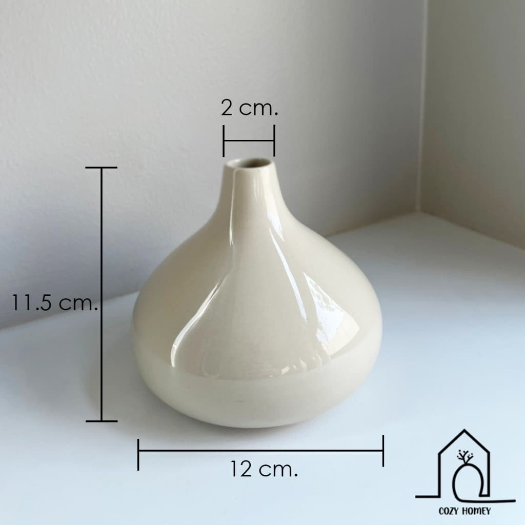แจกันเซรามิก ทรงกลม ของแต่งบ้านมินิมอล | Ceramic Vase - Cozy Homey รูปที่ 6