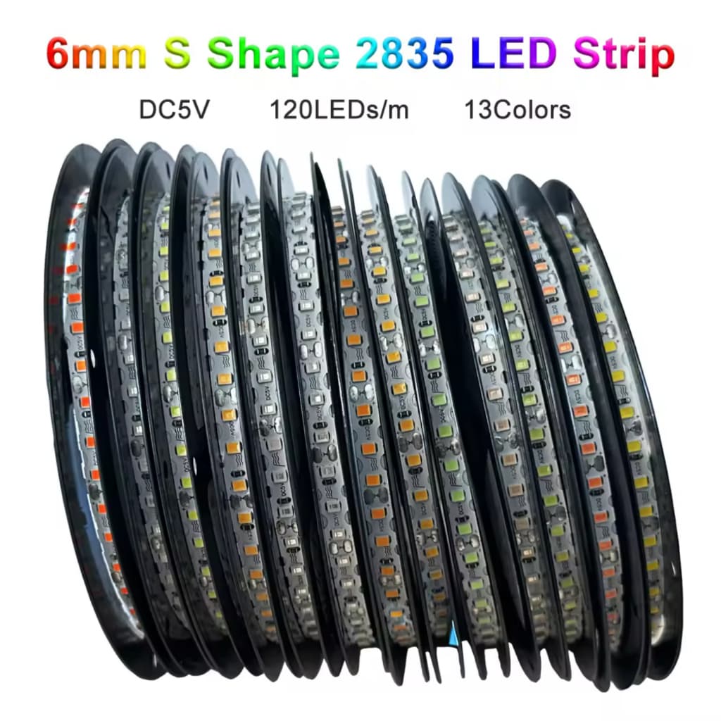 ไฟริบบิ้น 2835 S LED Strip 6mm ม้วนละ10m มีให้เลือก11สี ดัดโค้งงอได้ตามรูปแบบการใช้งาน รูปที่ 1