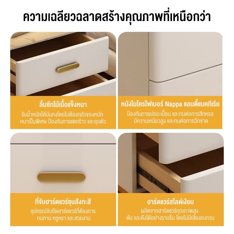 BAIERDI ตู้ข้างเตียงอัจฉริยะรุ่นใหม่ ทันสมัยและเรียบง่าย ชาร์จไร้สาย มัลติฟังก์ชั่น พร้อมลำโพง ปลดล็อกด้วยลายนิ้วมือ ตู้ รูปที่ 8