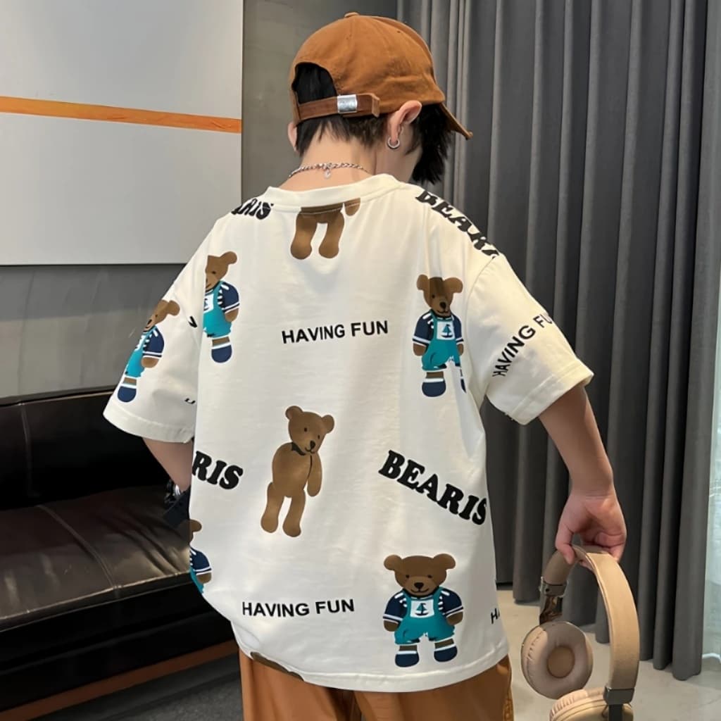 Beryl kidsเสื้อยืดแขนสั้นเด็กเสื้อคอกลมแฟชั่นฤดูร้อน หลวมและลำลอง พิมพ์การ์ตูน เสื้อเด็กชายหล่อๆ รูปที่ 9