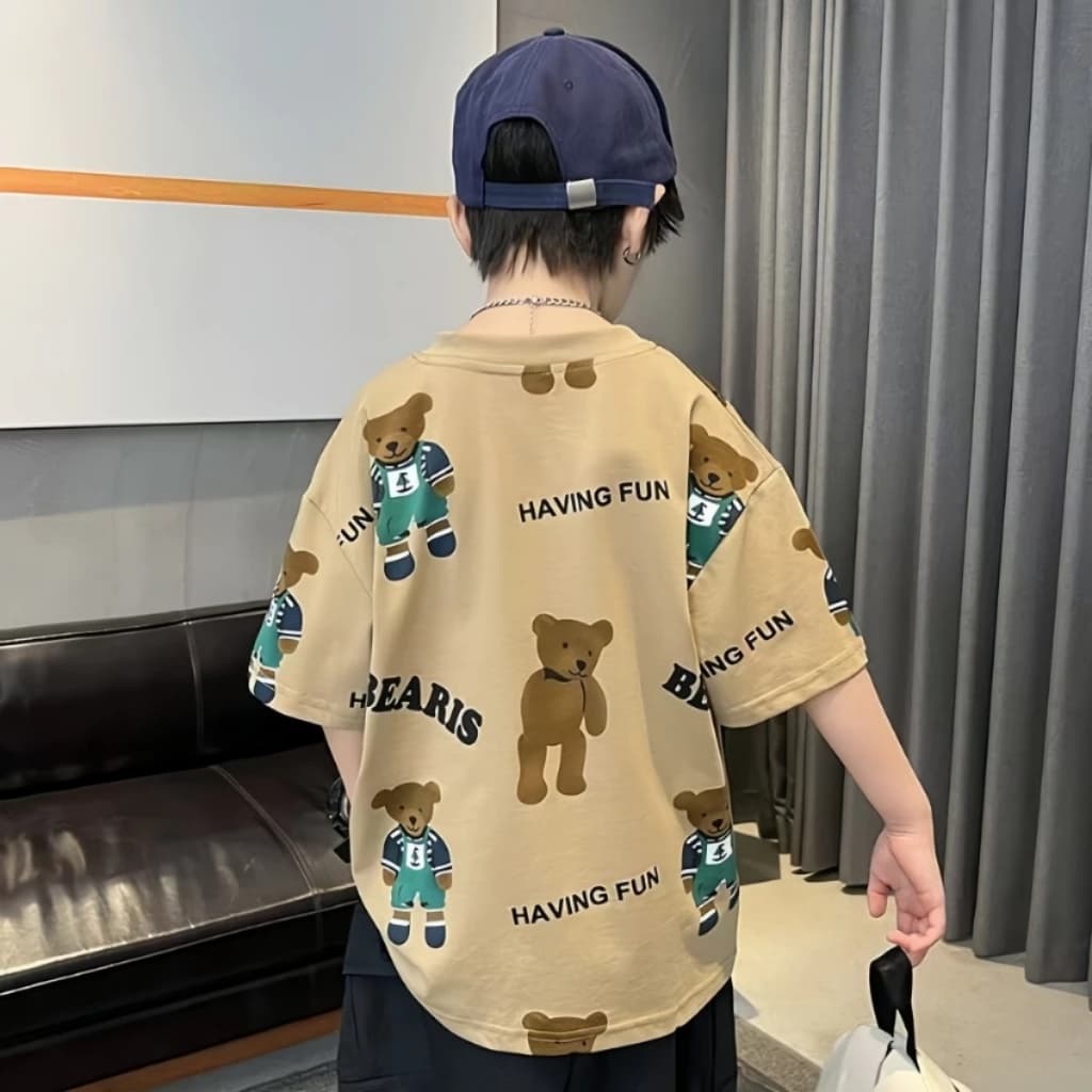 Beryl kidsเสื้อยืดแขนสั้นเด็กเสื้อคอกลมแฟชั่นฤดูร้อน หลวมและลำลอง พิมพ์การ์ตูน เสื้อเด็กชายหล่อๆ รูปที่ 5