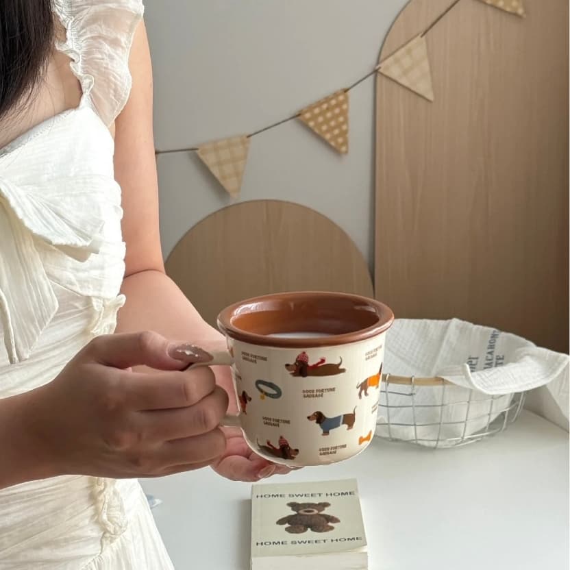 แก้วกาแฟ แก้วเซรามิค สวยน่ารักมาก แก้วที่มีรูปสุนัข มีความจุ 350ML แก้วที่ทนต่อความร้อน แก้วมัค ถ้วยกาแฟ รูปที่ 6