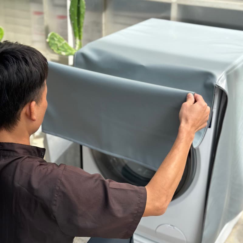 ผ้าคลุมเครื่องซักผ้า ฝาหน้า กันUV กันน้ำ 100% เกรด Premium วัสดุPVC 0.7 สามารถใส่ได้ทุกรุ่น ทุกยี่ห้อ ทุกวัน รูปที่ 4