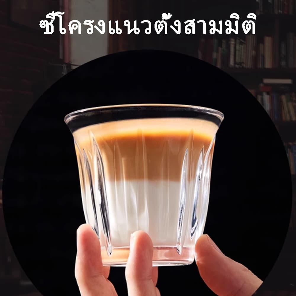 พร้อมจัดส่ง｜ ถ้วยกาแฟ อิตาเลี่ยนเอสเปรสโซสกัดแก้วลาเต้ถ้วยออสเตรเลียสีขาวอารมณ์ทนความร้อนถ้วยแก้ว glass รูปที่ 1