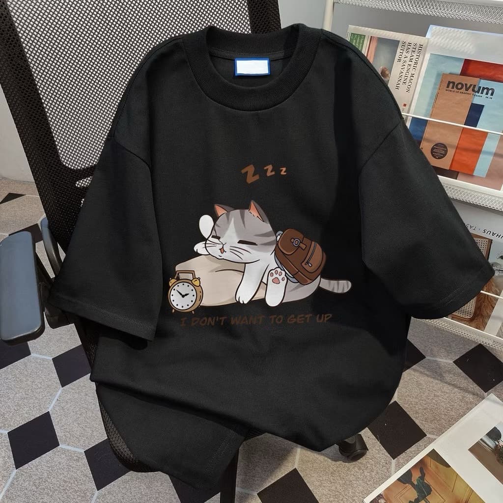 NEW CAT เสื้อยืดคอกลมแขนสั้น ลายแมวหลับ ผ้านิ่มใส่สบาย ES404 รูปที่ 6