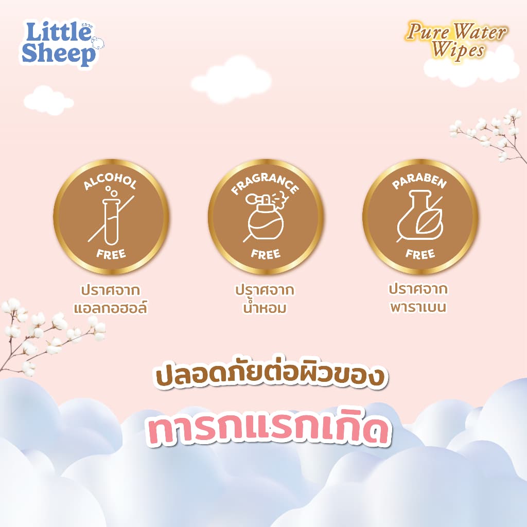 Little Sheep ทิชชู่เปียก สูตรน้ำบริสุทธิ์ 99% สำหรับเด็กทารก รูปที่ 5