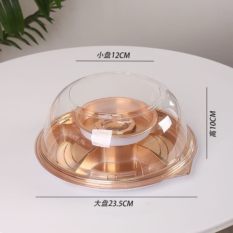GLD-DH ถาดวงแหวน 2 ชั้น ฐานสีพิงค์โกลด์ - พร้อมฝา กล่องใส่ชุดขนมไทยของฝาก ชุดของไหว้ รูปที่ 8