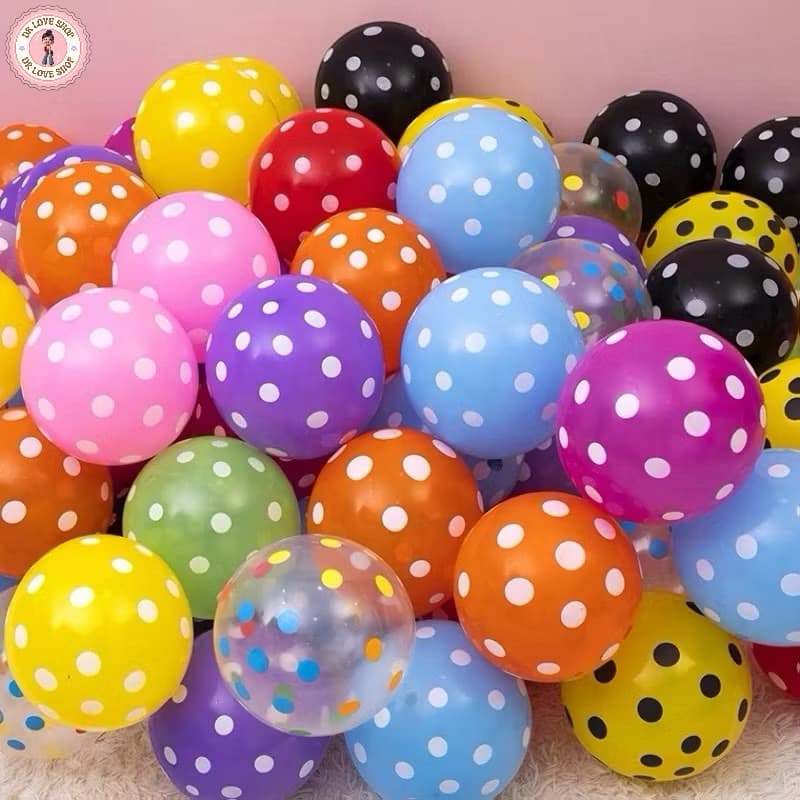 ลูกโป่ง ลายยิ้ม ลายจุด คละสี สีพื้น ขนาด12นิ้วแพ็ค 10ใบ ลูกโป่ง จัดงาน จัดเลี้ยง รูปที่ 4