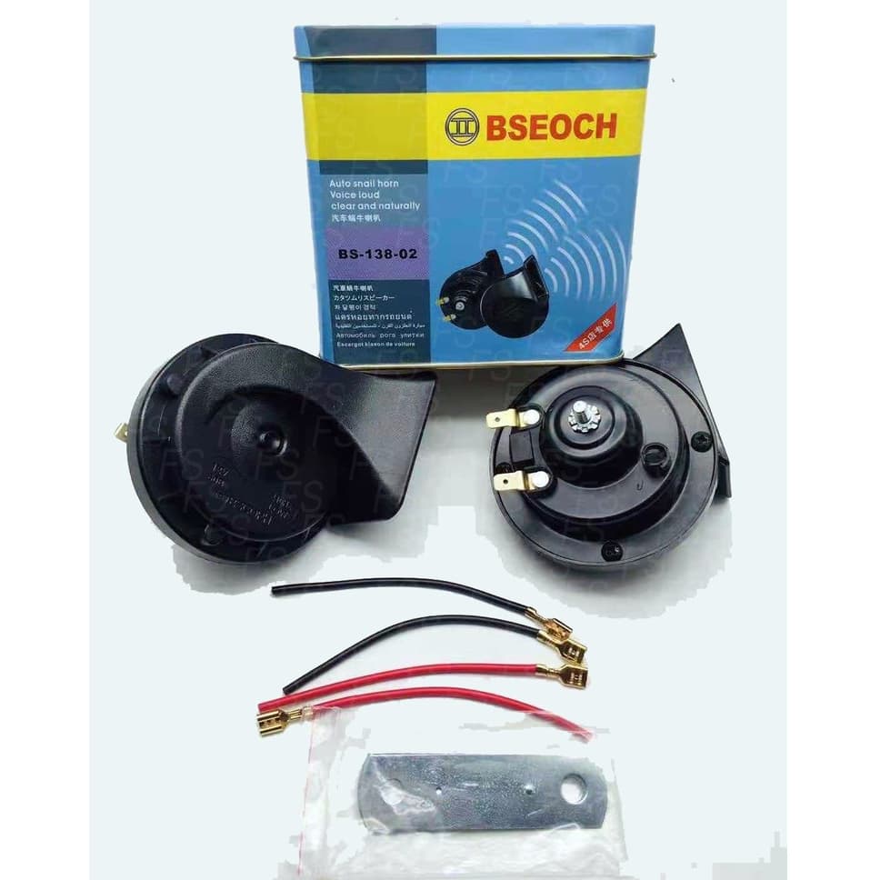 แตรหอยโข่ง BSEOCH แท้100% เสียงรถเบนซ์ 115db รุ่น BS-138-02 สีดำ 12V (1คู่)