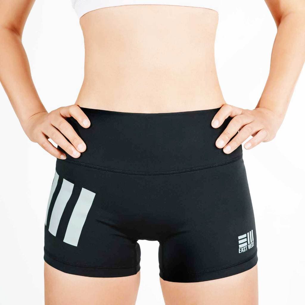East West EveryWear กางเกงออกกำลังกายขาสั้นผู้หญิง SEAMLESS BUTT HUGGERS - BLACK GRAY SHORT 2.5 นิ้ว เอวสูง รูปที่ 3