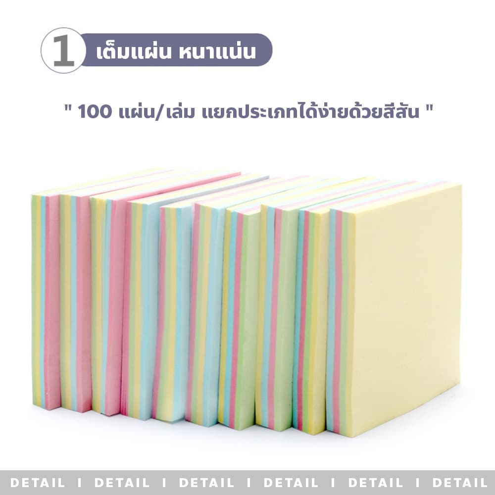 usboon กระดาษโน๊ตมีกาวโน๊ต จดบันทึก กระดาษแปะโน๊ต 100 แผ่น รูปที่ 3