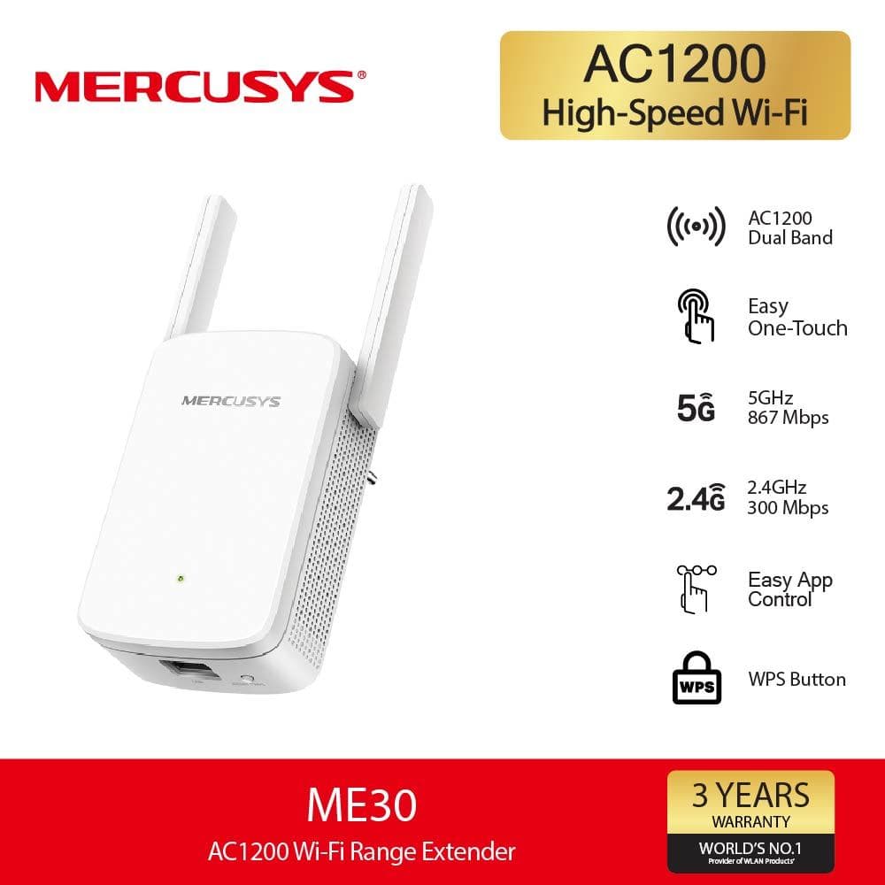 Mercusys ME30 AC1200 Wi-Fi Range Extender อุปกรณ์ขยายสัญญาณ