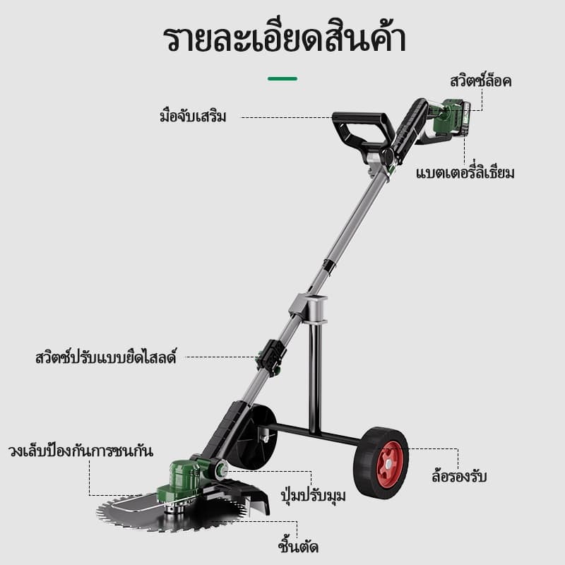 TTANZU8" เครื่องตัดหญ้าไร้สาย เครื่องตัดหญ้าไฟฟ้า มอเตอร์ BL เครื่องตัดหญ้า เครื่องตัดหญ้าแบตเ TZ-LM-2000 รูปที่ 9