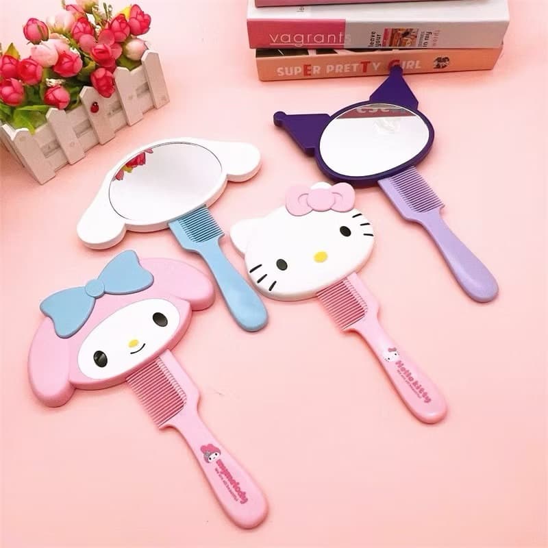 กระจกพร้อมหวีซานริโอ้ sanrio mymelody kuromi cinnamoroll รูปที่ 3