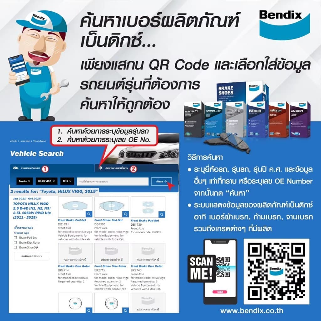 ผ้าเบรค Bendix สำหรับ Honda Click 110i /125i / 150i/ Lead 125 2V ดิสหน้า+ดรัมเบรคหลัง รูปที่ 8