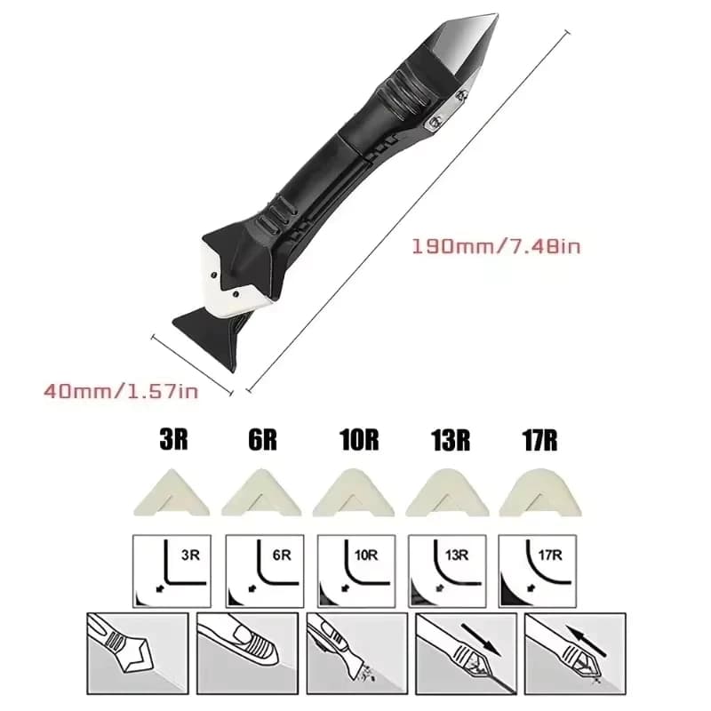 จัดส่งที่รวดเร็วชุดเครื่องมือขูดกาวยาแนว 5 In 1 สําหรับหน้าต่าง อ่างล้างจาน ห้องครัว ห้องน้ําer รูปที่ 7