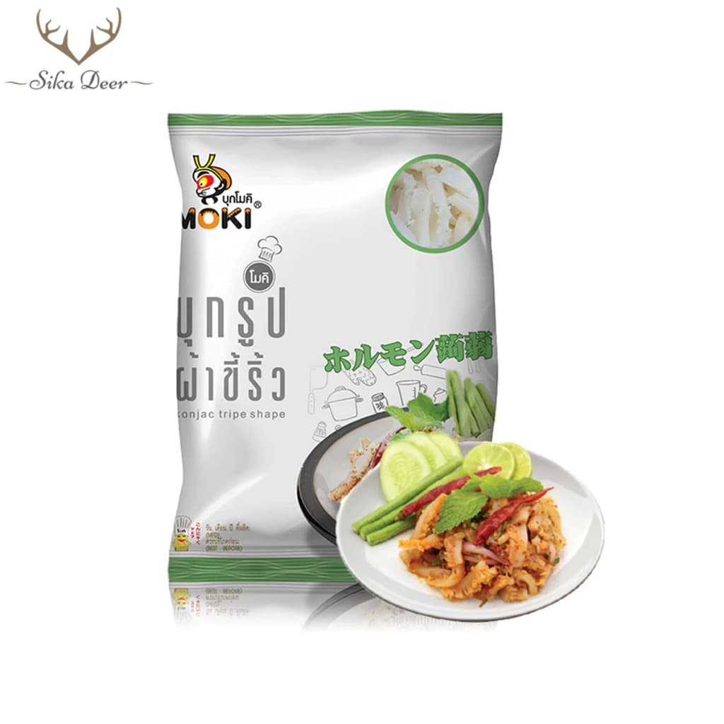 MOKI บุกรูปผ้าขี้ริ้ว 1000g บุกผ้าขี้ริ้ว บุกเพื่อสุขภาพ ไม่มีแป้ง คีโต Keto Konjac Tripe Shape รูปที่ 1