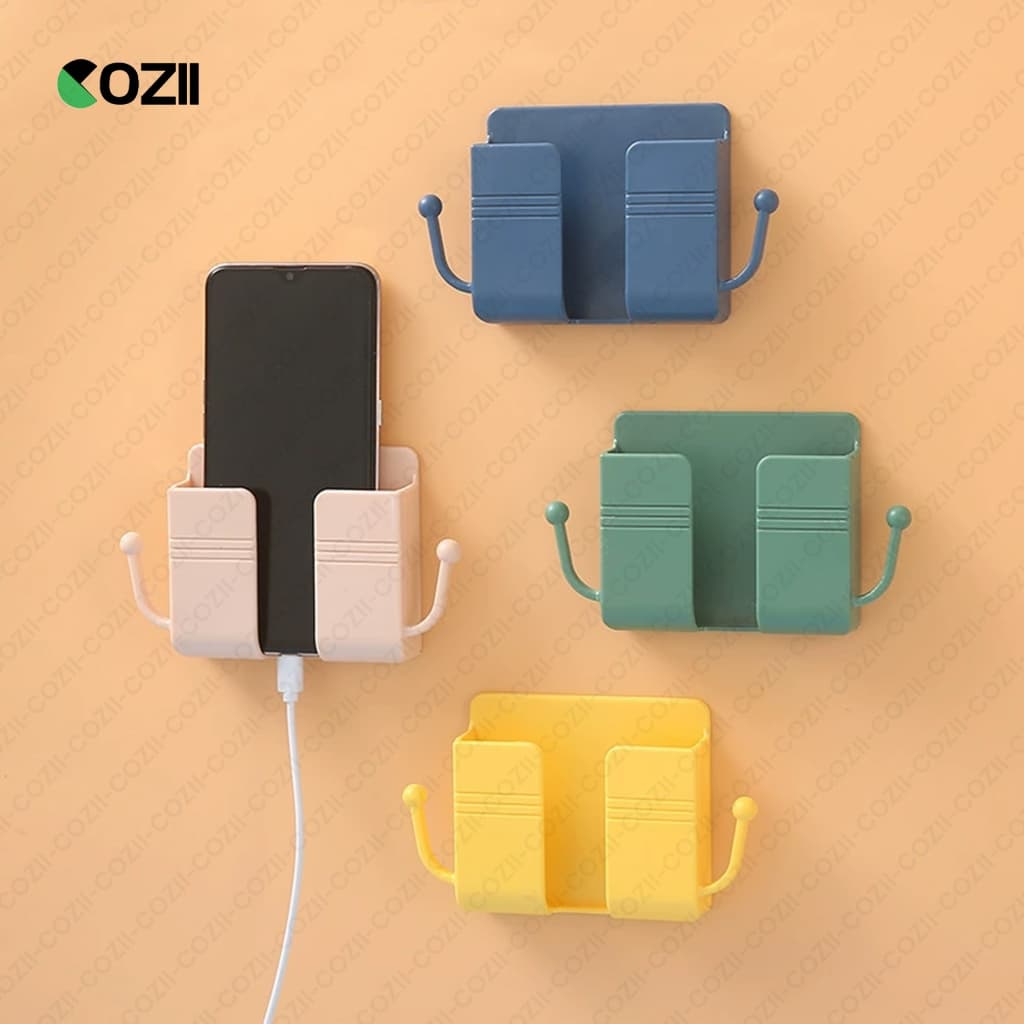 COZII ที่เก็บสายชาร์จ ที่แขวนมือถือติดผนัง ที่วางรีโมตคอนโทรล ประหยัดพื้นที่ ไม่ต้องเจาะรู ที่วางมือถือ 5สี กล่องเก็บรีโ