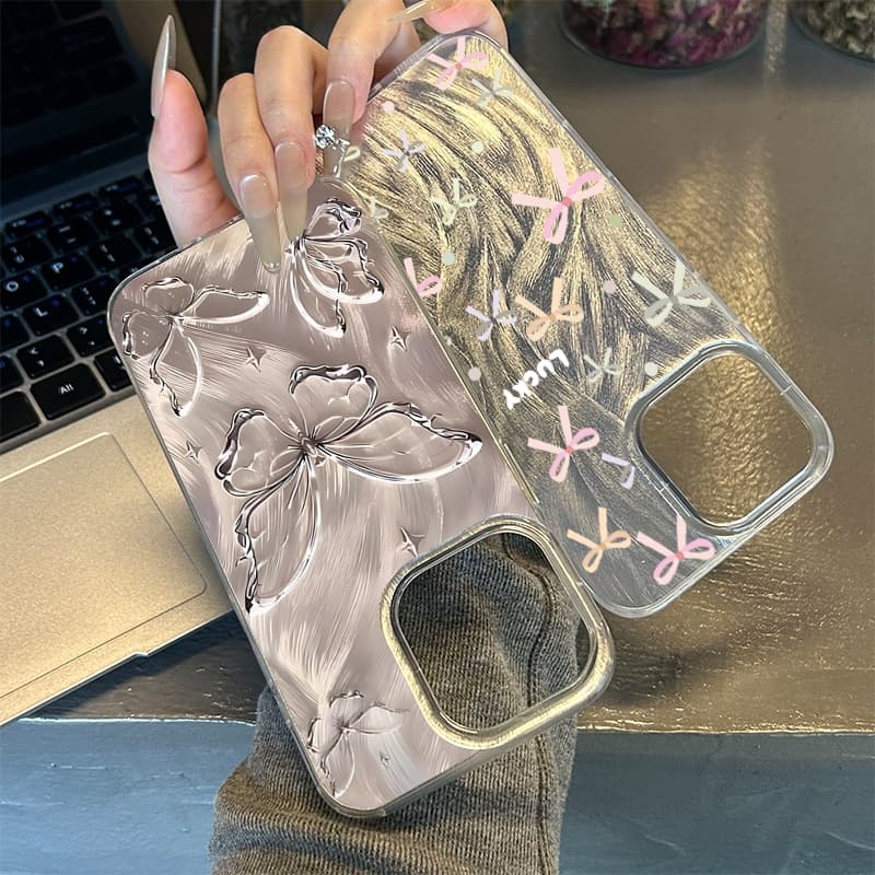เคสไอโฟน 11 13 เคส Feather Laser Bow Case For iPhone 11 12 13 14 15 Pro X XR XS MAX 7 8 Plus 17 เคสโทรศัพท์ เคสไอโฟนสวยๆ รูปที่ 9