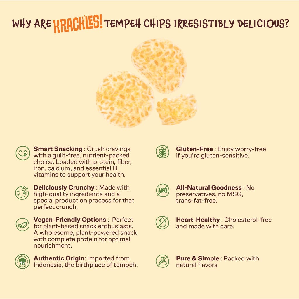แคร็กเคิลส์ เทมเป้แผ่นกรอบ รสเชดดาร์ชีส 50 กรัม (Krackles! Tempeh Chips Cheddar Cheese Flavor 50g) รูปที่ 4