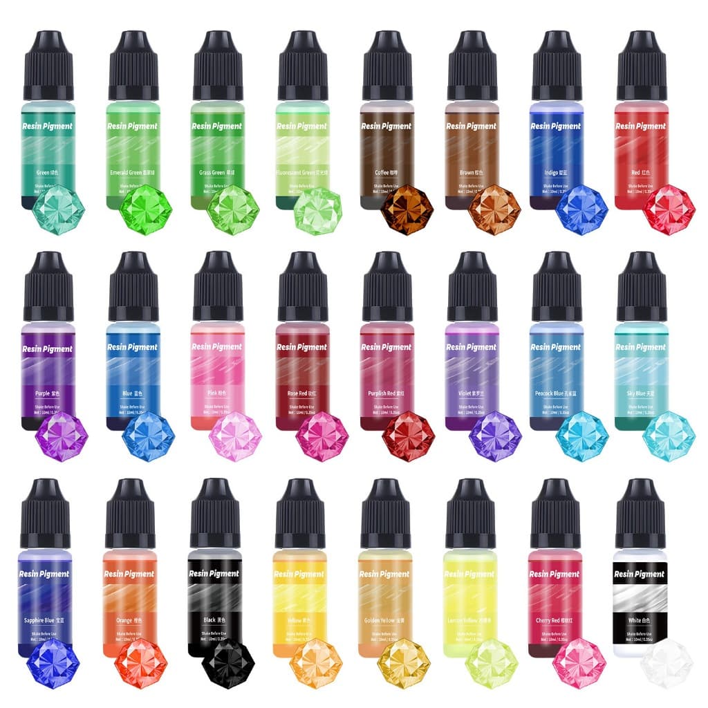 24 สีเอสเซ้นส์สีอัญมณีใส 10 มล. กาวเรซินอีพอกซี DIY เอสเซ้นส์สีอเนกประสงค์ เอสเซ้นส์สีuv รูปที่ 2
