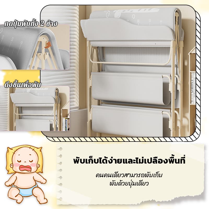 โต๊ะเปลี่ยนผ้าอ้อม เด็กแบบพกพา โต๊ะพยาบาล มัลติฟังก์ชั่น ปรับความสูงได้ ดูแลผ้าอ้อม อาบน้ําเด็กแรกเกิด ที่เปลี่ยนผ้ รูปที่ 7