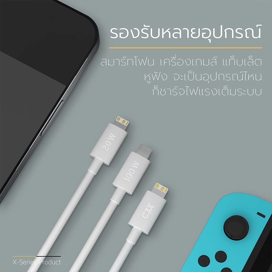 ENYX สายชาร์จ C-3X PD 20W Type-C to L ชาร์จเร็ว Fast Charge หัวชาร์จ USB-C Cable สำหรับ IP รูปที่ 6