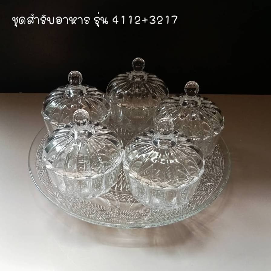 ชุดข้าวพระพุทธ ชุดเครื่องแก้ว ชุดสำรับอาหาร รุ่น 4112+3217 รูปที่ 1