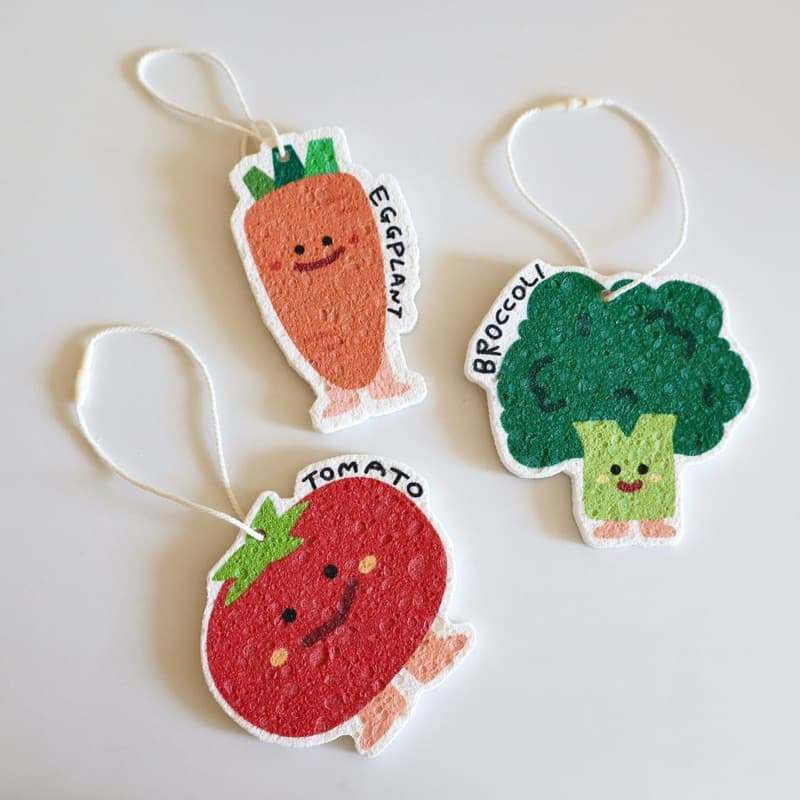 ฟองน้ำล้างจาน Vegetables ผักรวม ฟองน้ำเยื่อไม้ไผ่ บีบอัด dishwashing sponge 60060 รูปที่ 4