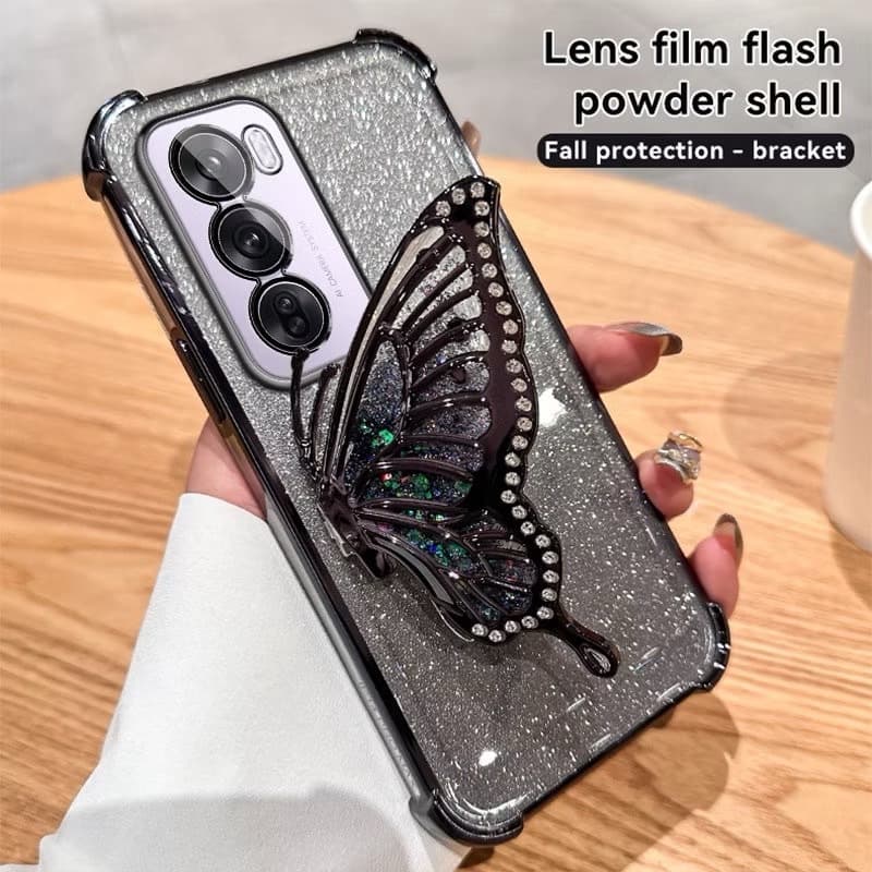 เคสขาตั้ง สำหรับ VIVO Y31D Y500i Y05 Y11D V70FE Y29 Y29S Y04 Y04S Y21D Y31 Y200 Y19S กันกระแทก ผีเสื้อ กริตเตอร์ ตั้งได้ รูปที่ 4